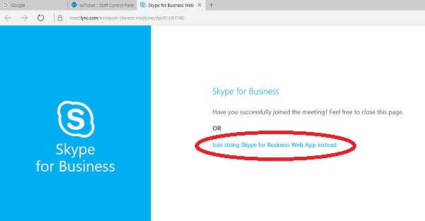 cannot join web skype meeting on iphone